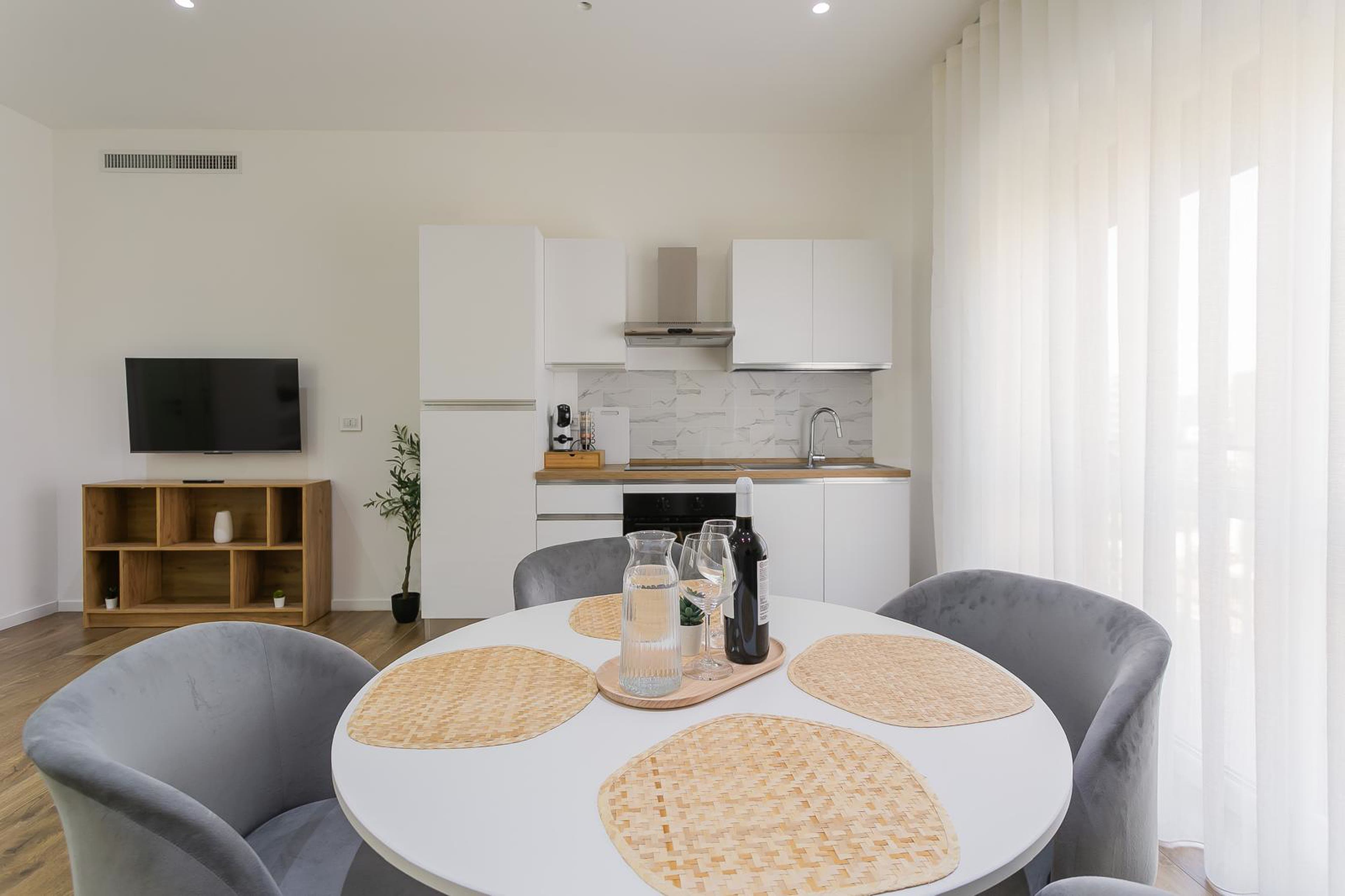 Zona pranzo e cucina dell'appartamento